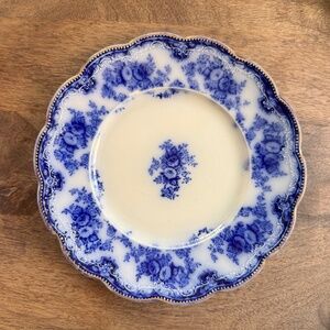 Antique 1891-1914 Flow Blue & White Plate Grindley FLORIDA 8" Floral Pattern